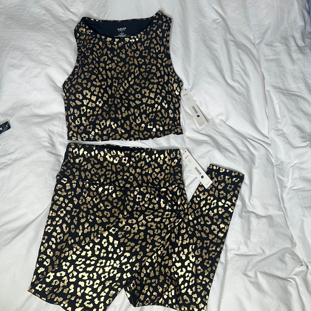 Gold Leopard Print Women's athletic set